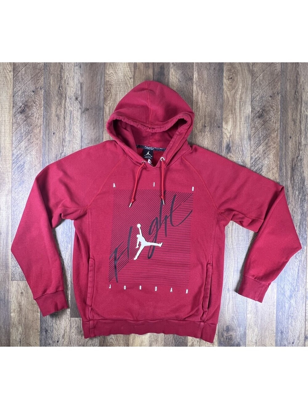 Vintage Air Jordan Flight Hoodie Men's Small Red Y2K Pullover Air Pocket